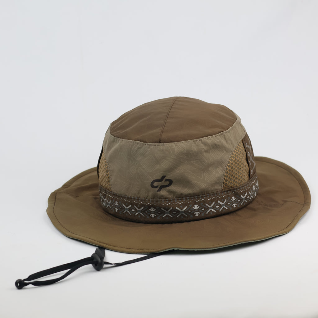 Vintage Outdoor Safari Bucket Hat with Mesh Thrifted Vents - Brown/Olive
