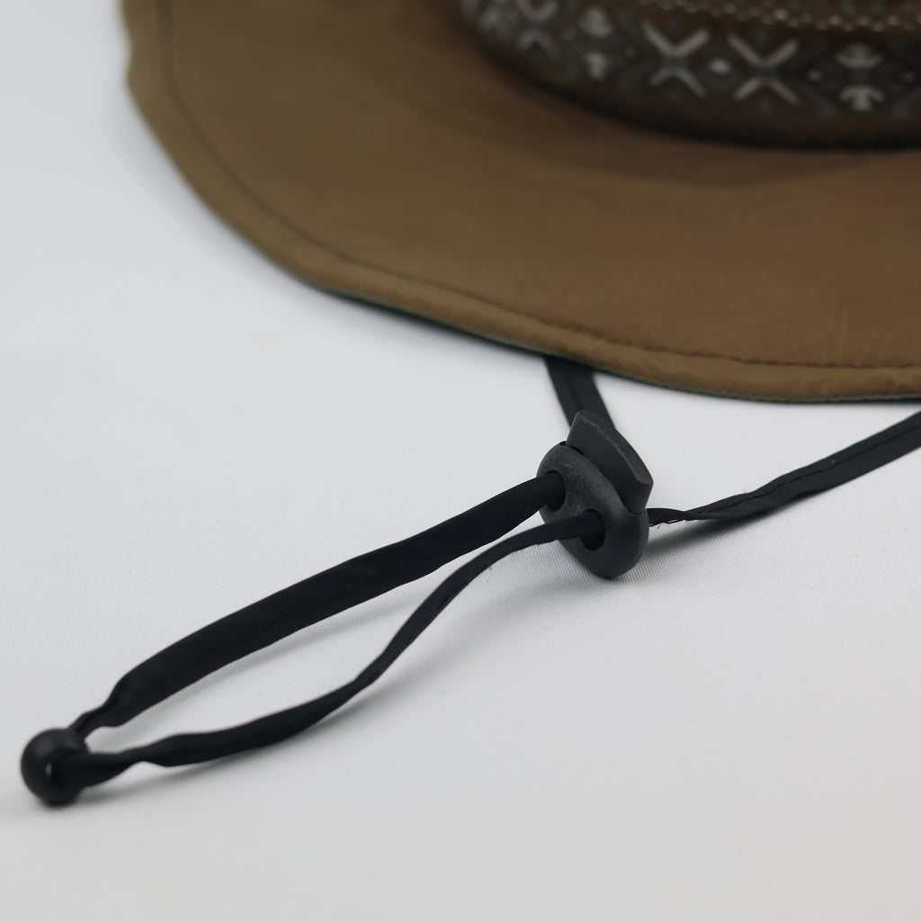 Vintage Outdoor Safari Bucket Hat with Mesh Thrifted Vents - Brown/Olive