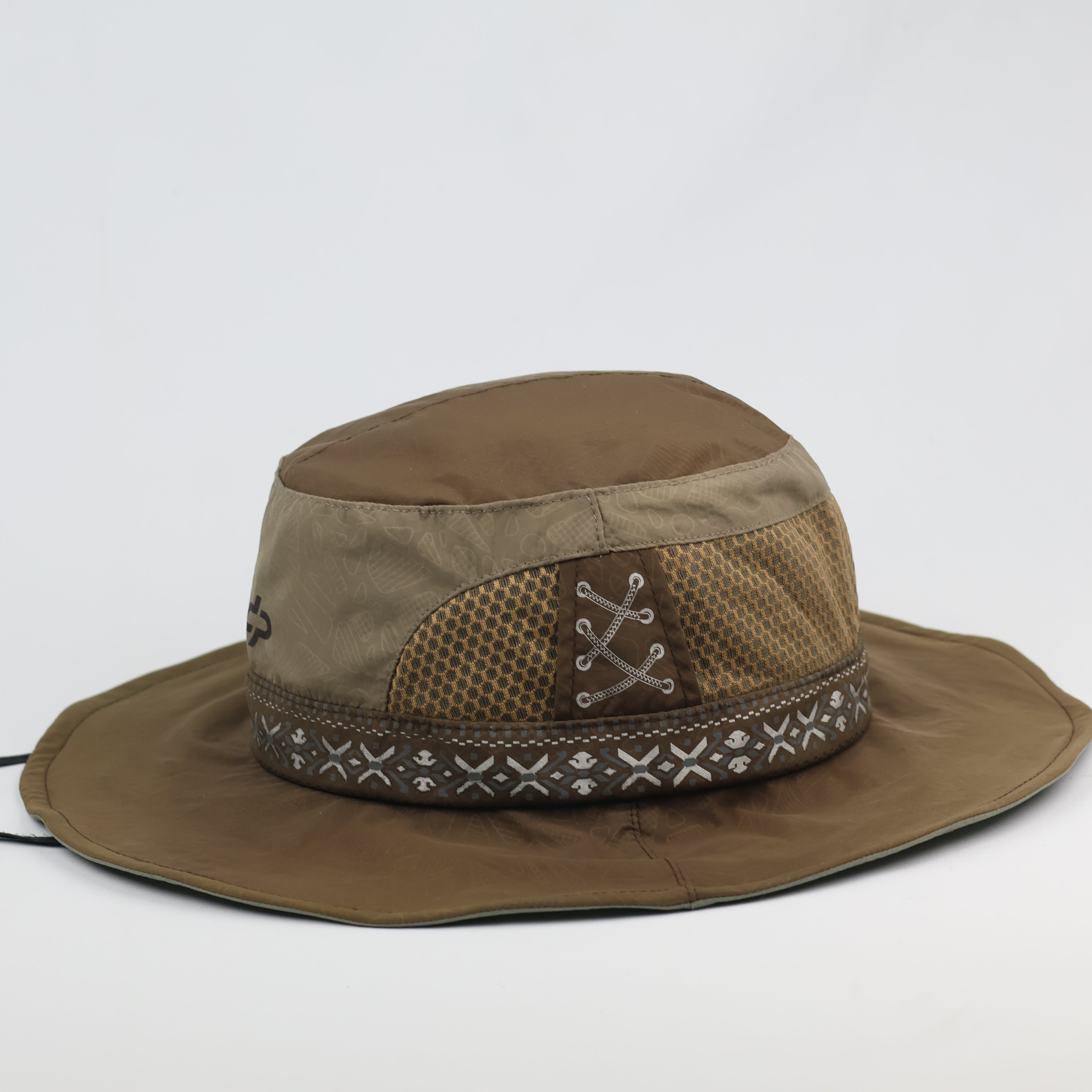 Vintage Outdoor Safari Bucket Hat with Mesh Thrifted Vents - Brown/Olive
