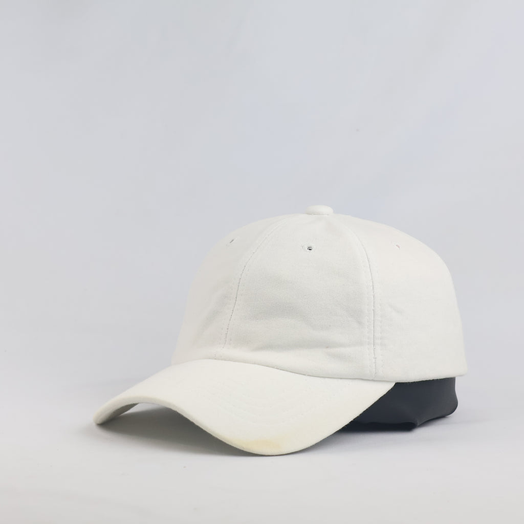 Thrifted Plain White Cotton Curved Brim Strapback Cap (55-57 cm)