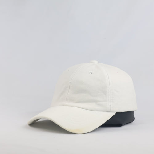 Thrifted Plain White Cotton Curved Brim Strapback Cap (55-57 cm)