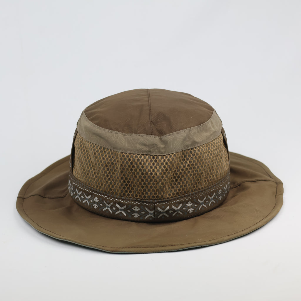 Vintage Outdoor Safari Bucket Hat with Mesh Thrifted Vents - Brown/Olive