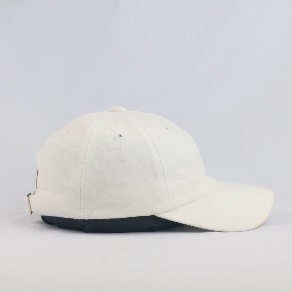 Thrifted Plain White Cotton Curved Brim Strapback Cap (55-57 cm)