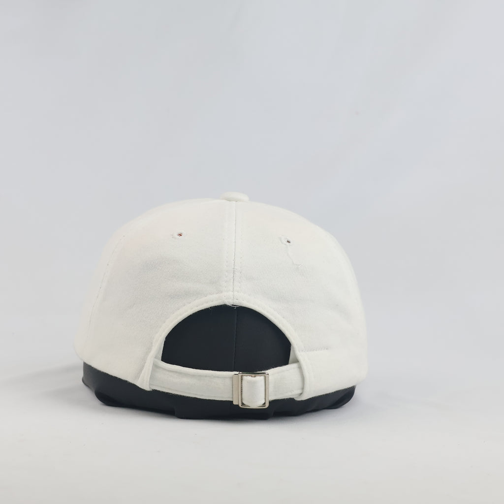 Thrifted Plain White Cotton Curved Brim Strapback Cap (55-57 cm)