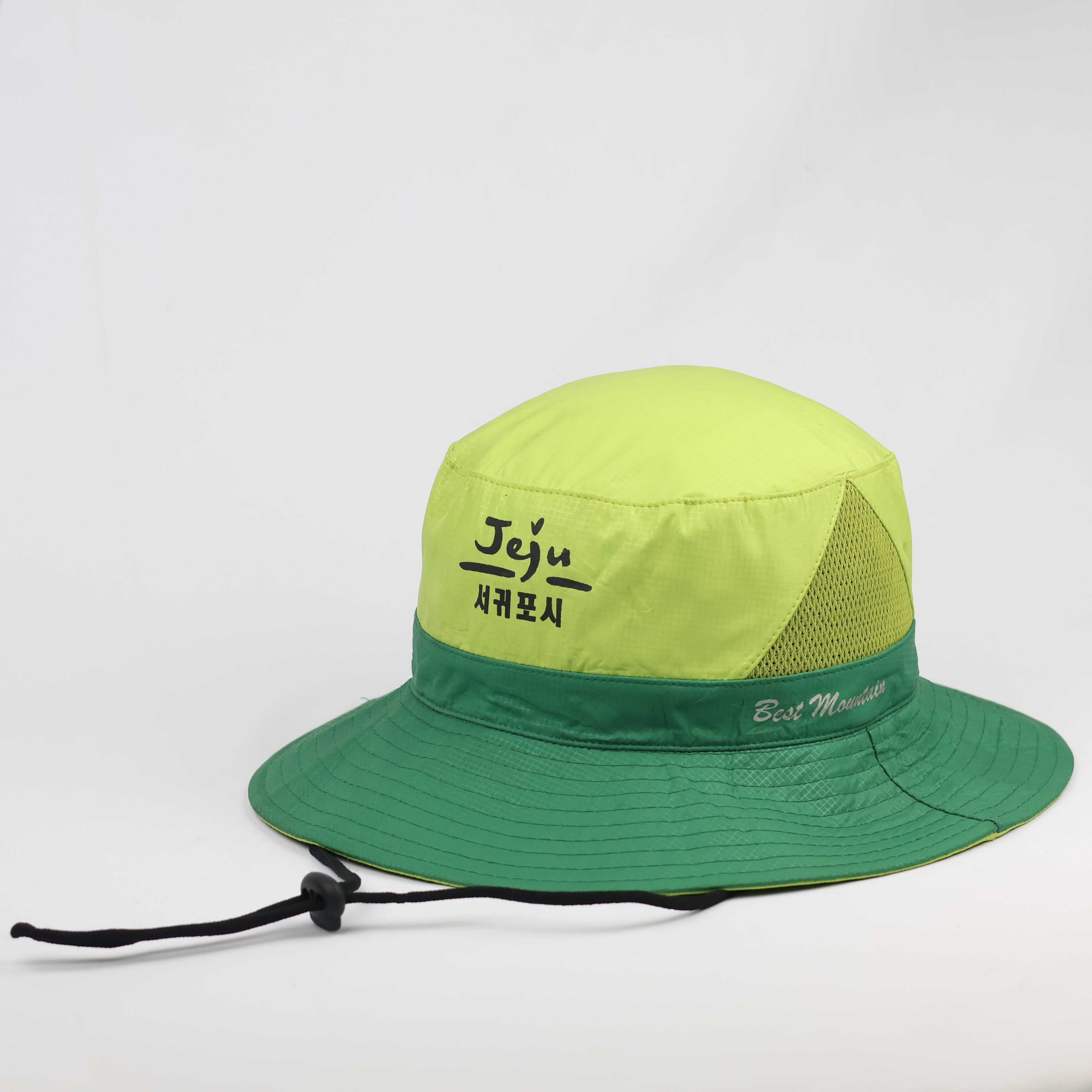 Jeju Island "Best Mountain" Outdoor Bucket Hat - Neon Green & Teal