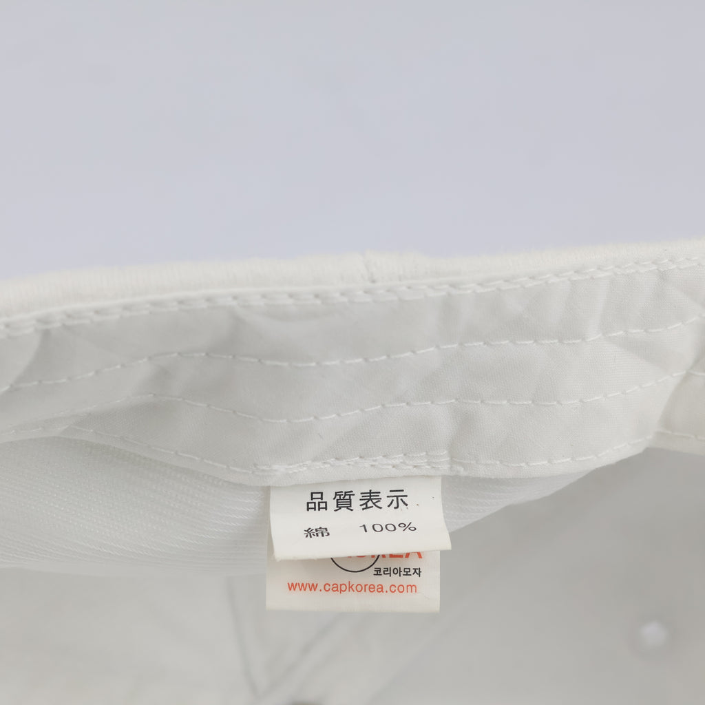 Thrifted Plain White Cotton Curved Brim Strapback Cap (55-57 cm)
