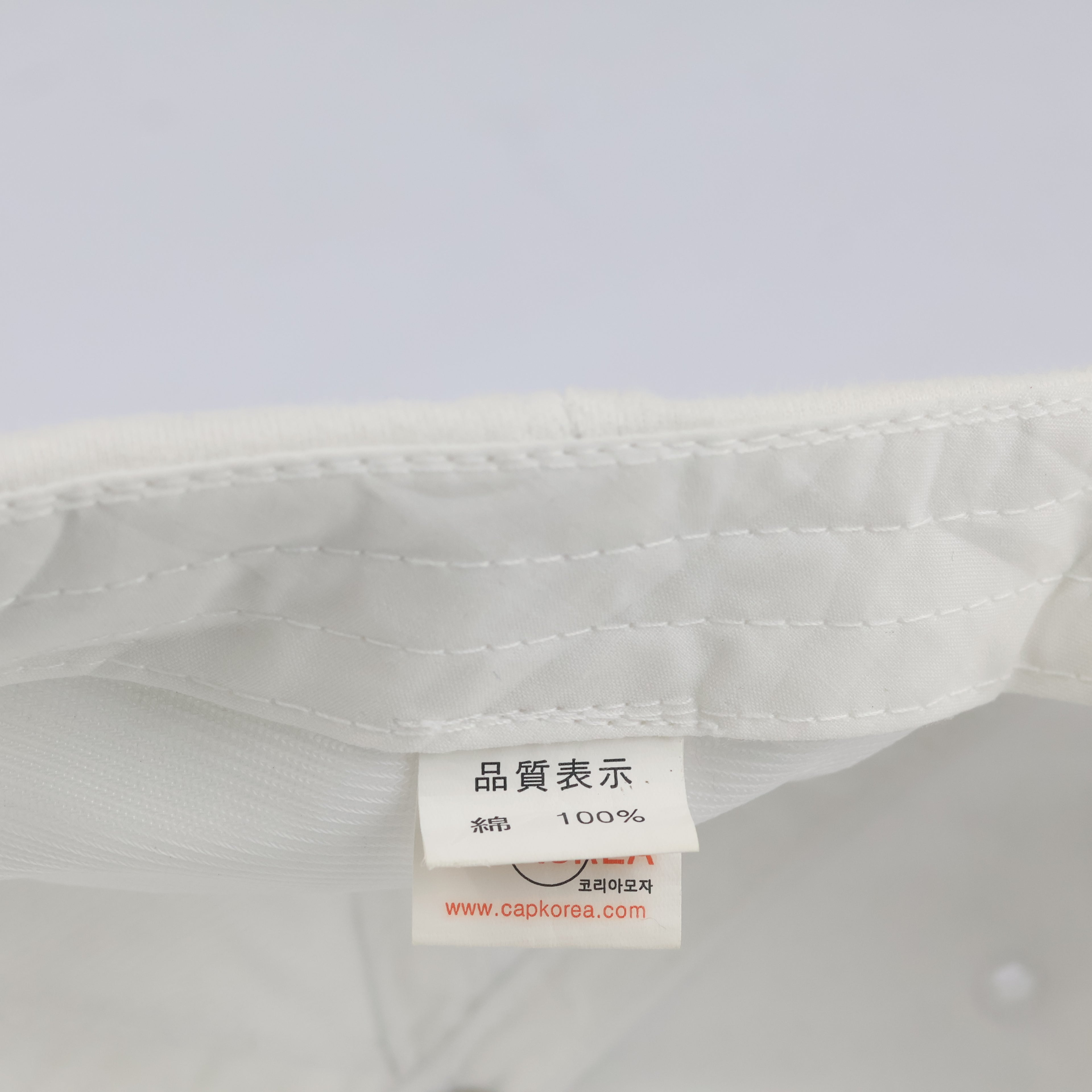 Thrifted Plain White Cotton Curved Brim Strapback Cap (55-57 cm)