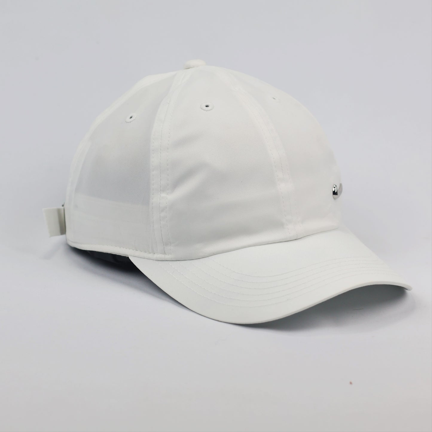 Nike Sportswear Essentials White Dad Thrifted  Hat with Silver Metal Swoosh