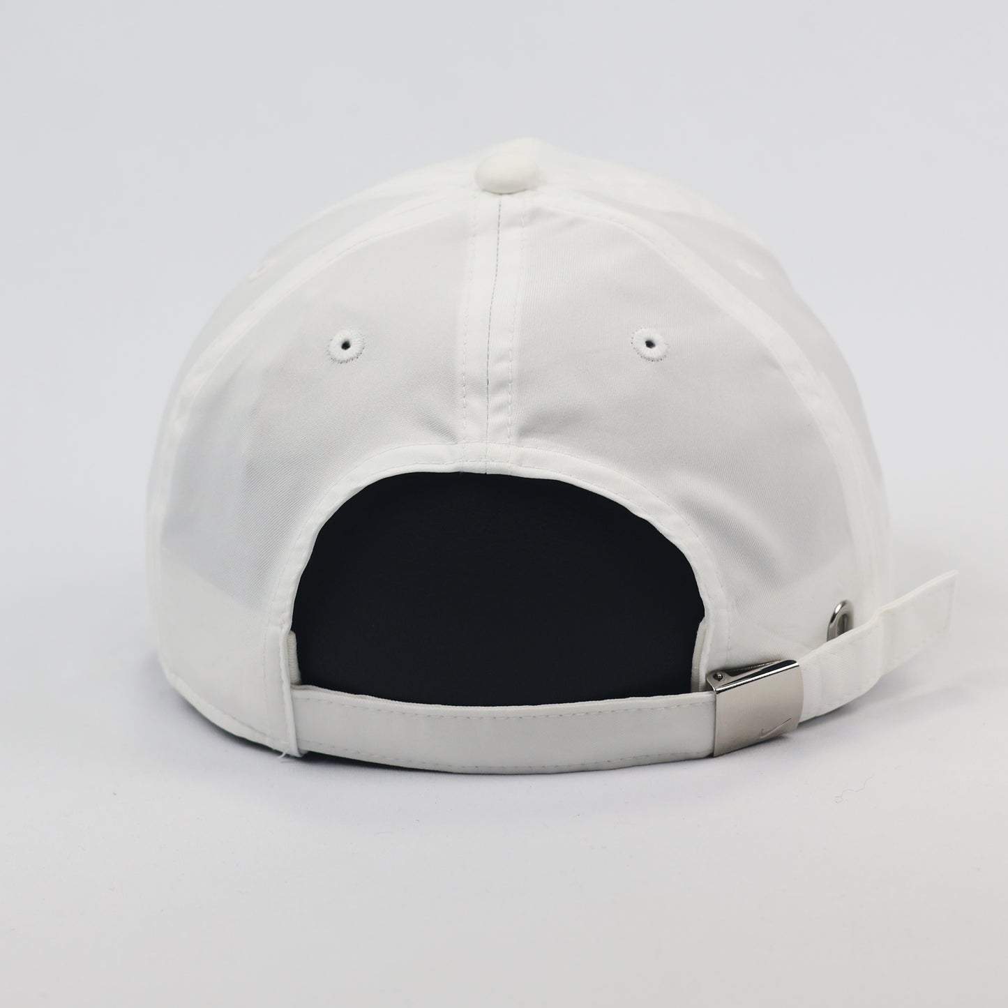 Nike Sportswear Essentials White Dad Thrifted  Hat with Silver Metal Swoosh