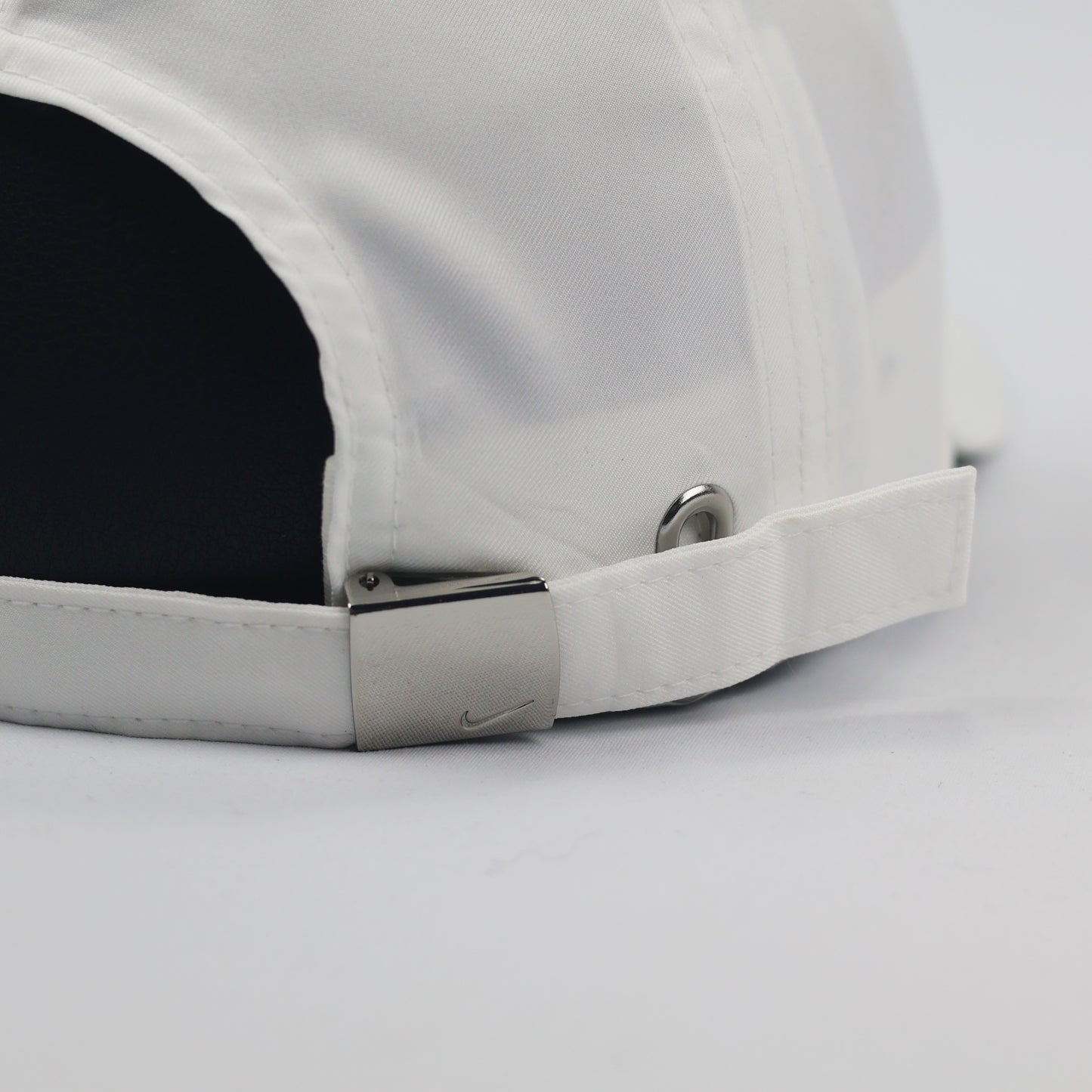 Nike Sportswear Essentials White Dad Thrifted  Hat with Silver Metal Swoosh