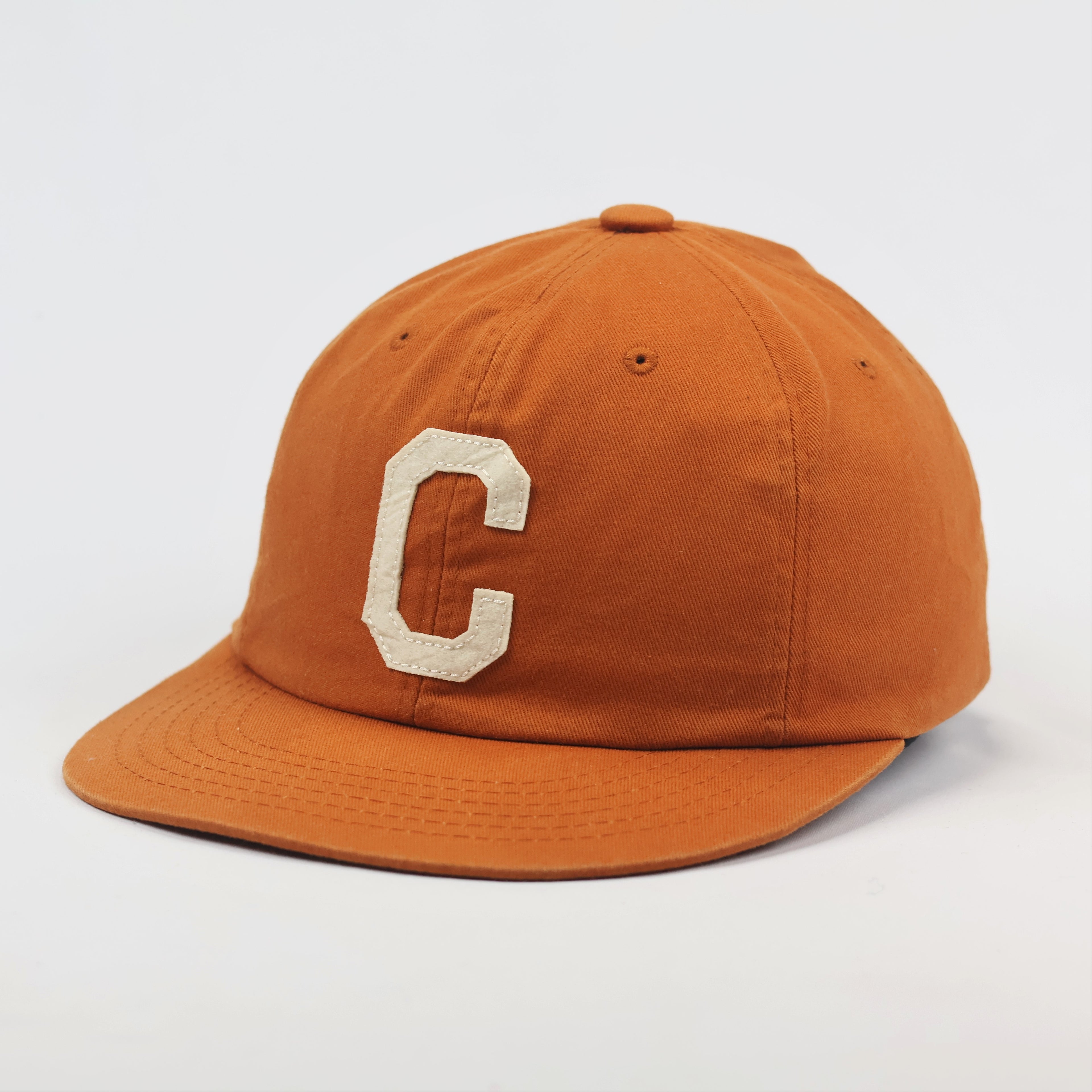 Vintage Covernat "C" Logo Baseball Thrifted Cap - Burnt Orange & Leather