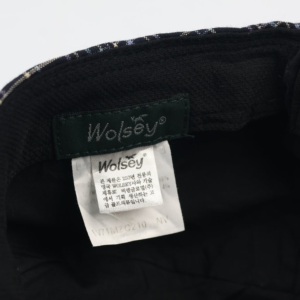 Classic Wolsey Checkered Flat Cap - Adjustable Navy & Purple Plaid Ivy Cap