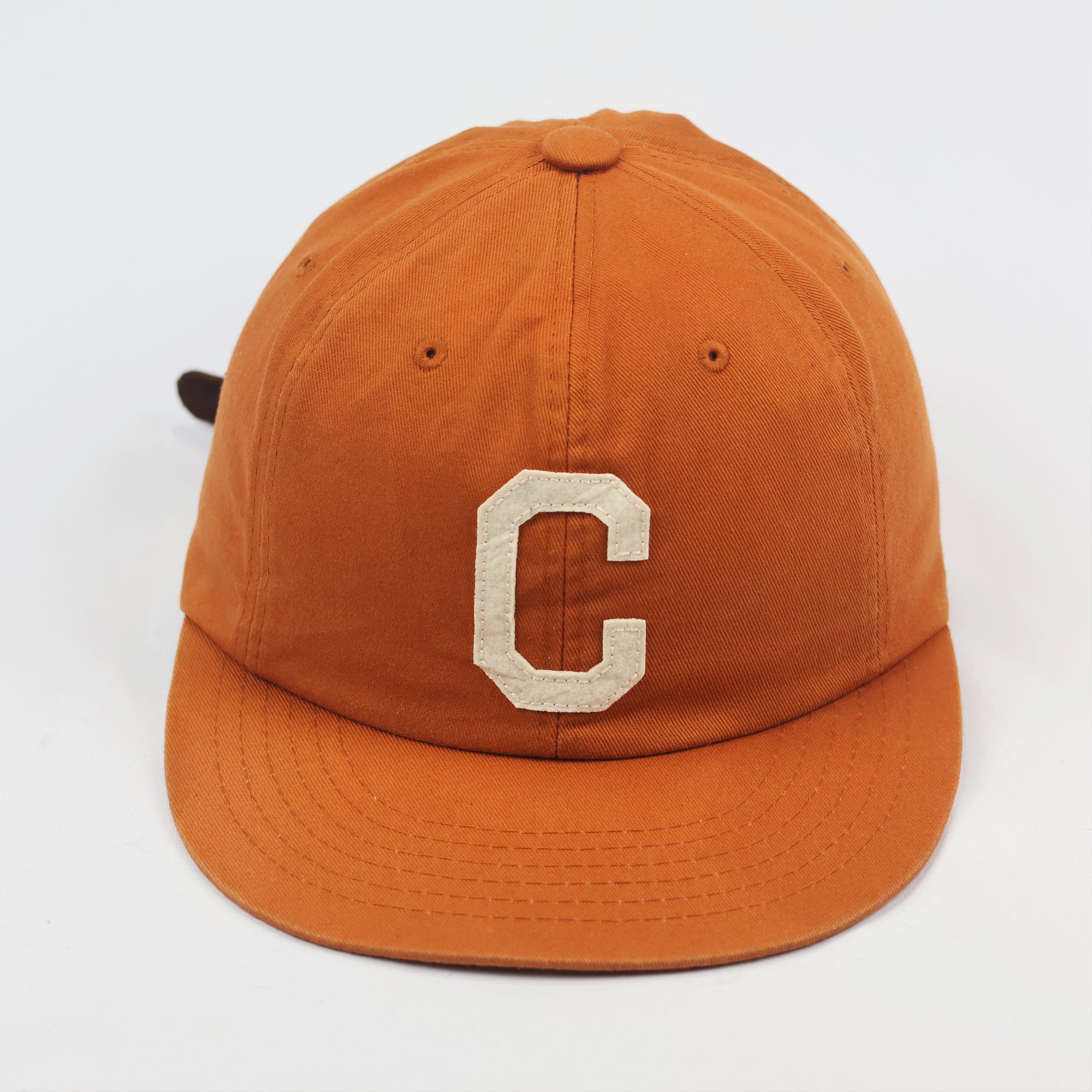 Vintage Covernat "C" Logo Baseball Thrifted Cap - Burnt Orange & Leather