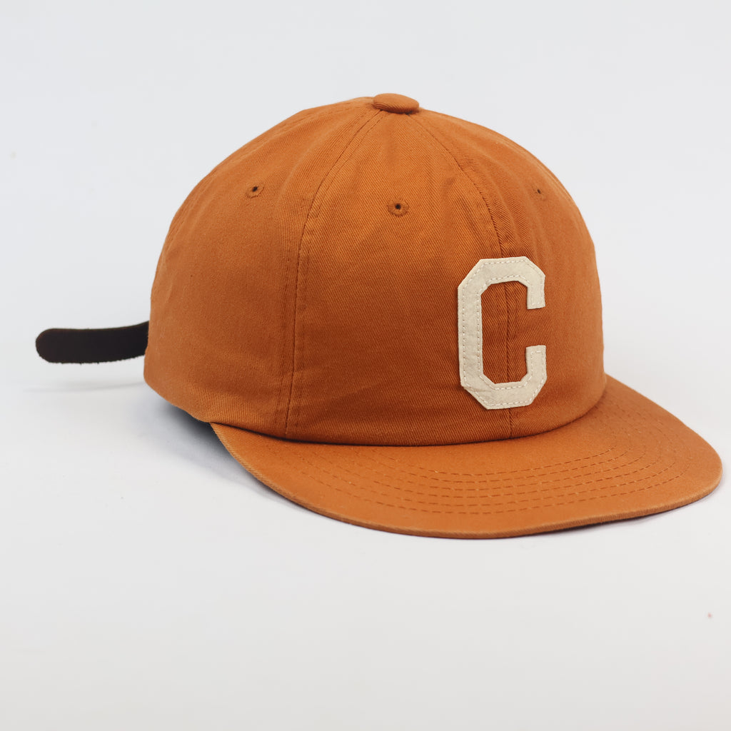 Vintage Covernat "C" Logo Baseball Thrifted Cap - Burnt Orange & Leather