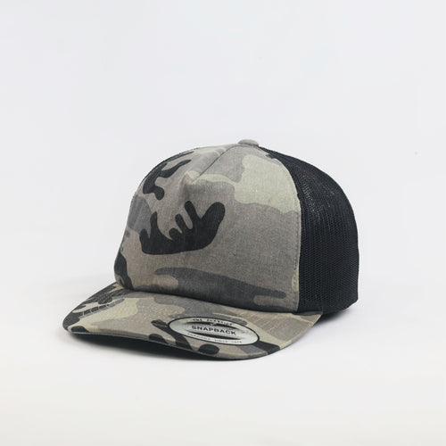Thrifted Yupoong Grey Camouflage Black Mesh Trucker Hat