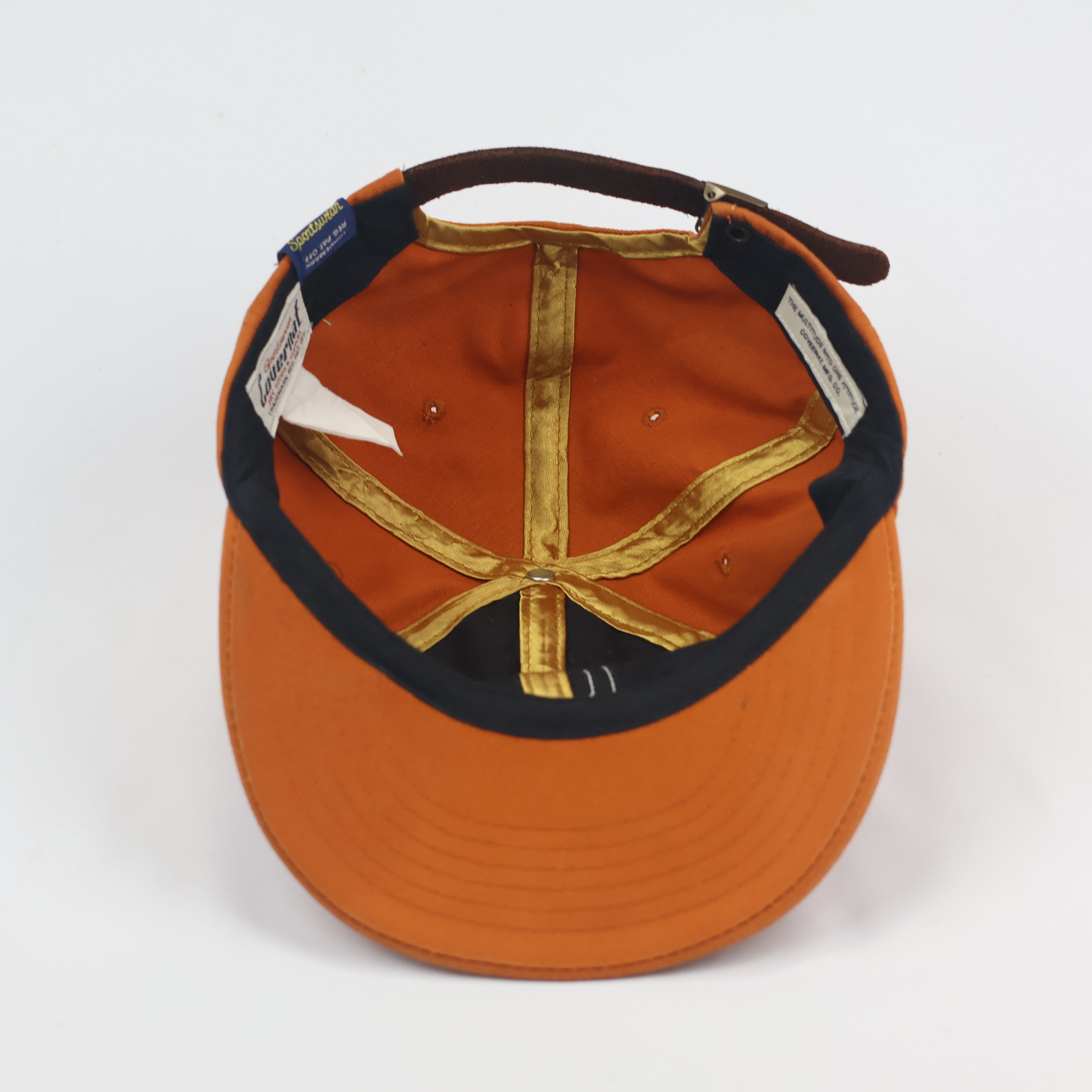 Vintage Covernat "C" Logo Baseball Thrifted Cap - Burnt Orange & Leather