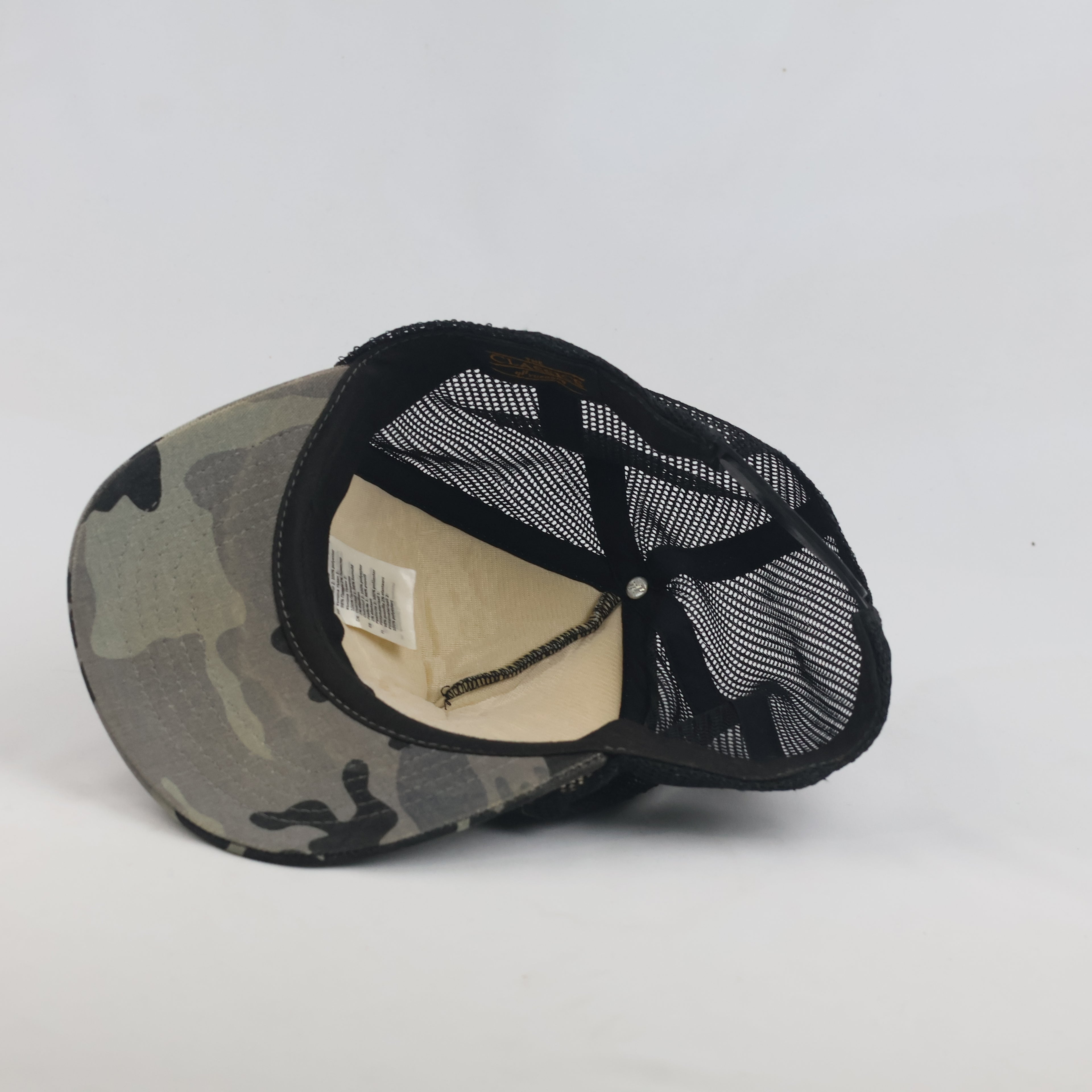 Thrifted Yupoong Grey Camouflage Black Mesh Trucker Hat