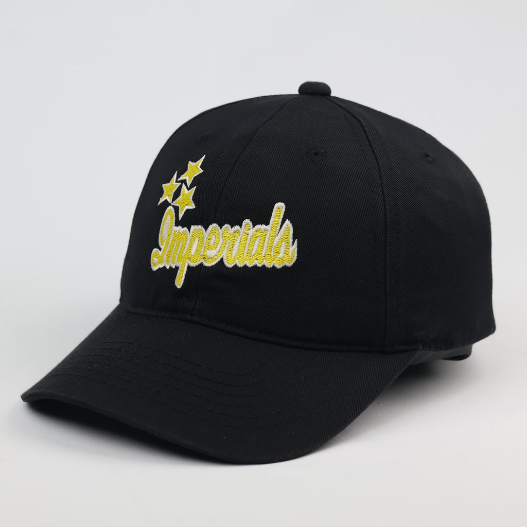Thrifted Imperials Stars Graphic Snapback Hat - Black & Yellow