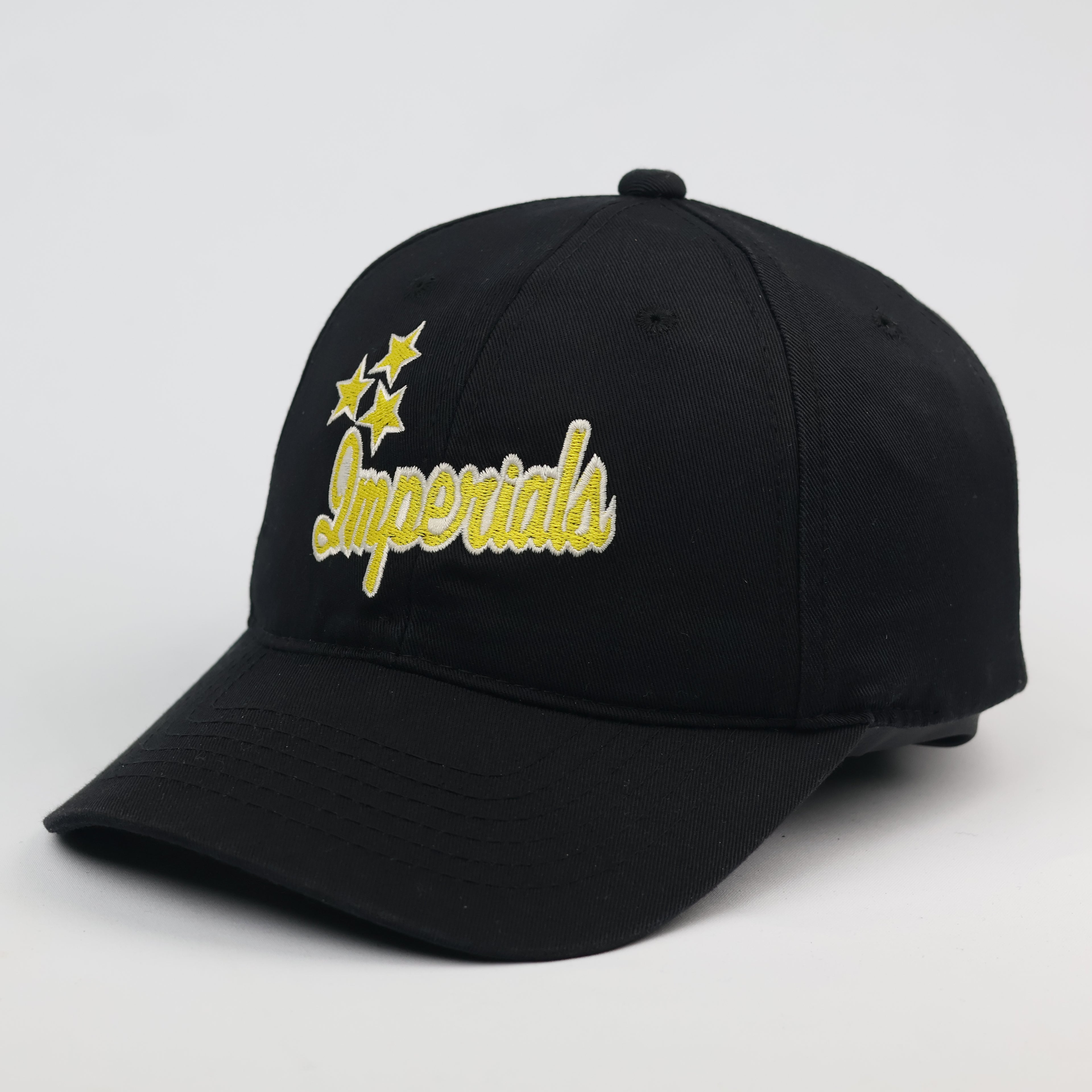 Thrifted Imperials Stars Graphic Snapback Hat - Black & Yellow