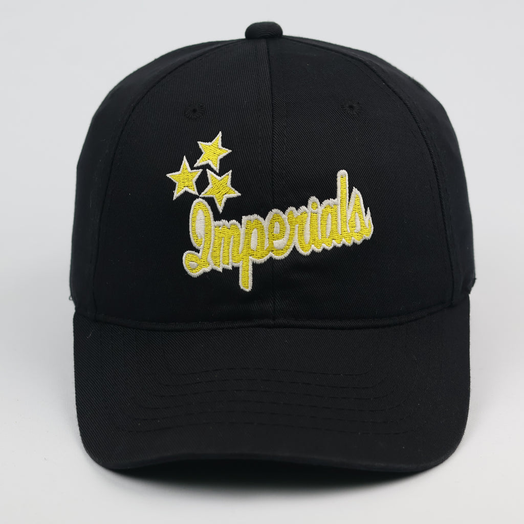 Thrifted Imperials Stars Graphic Snapback Hat - Black & Yellow