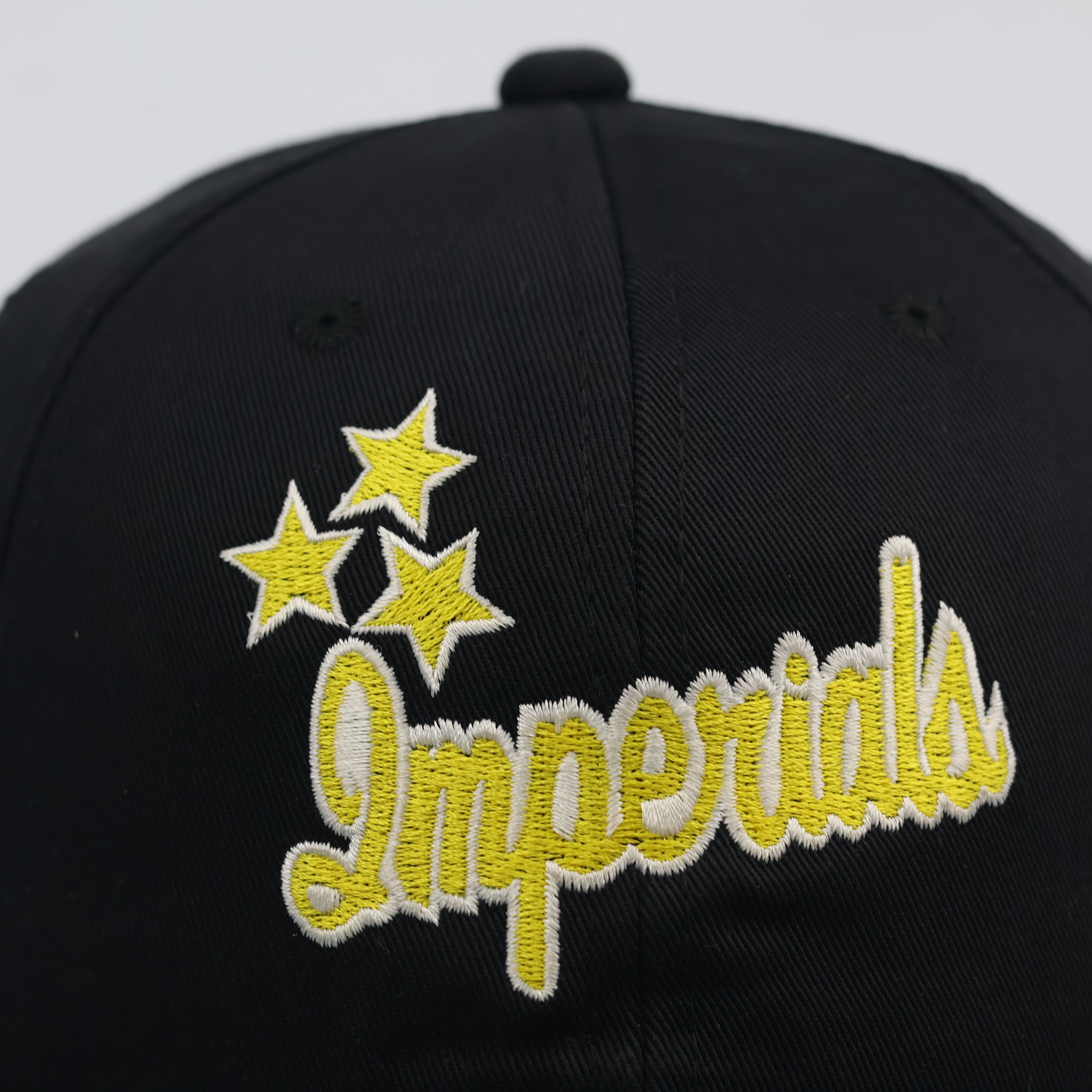 Thrifted Imperials Stars Graphic Snapback Hat - Black & Yellow