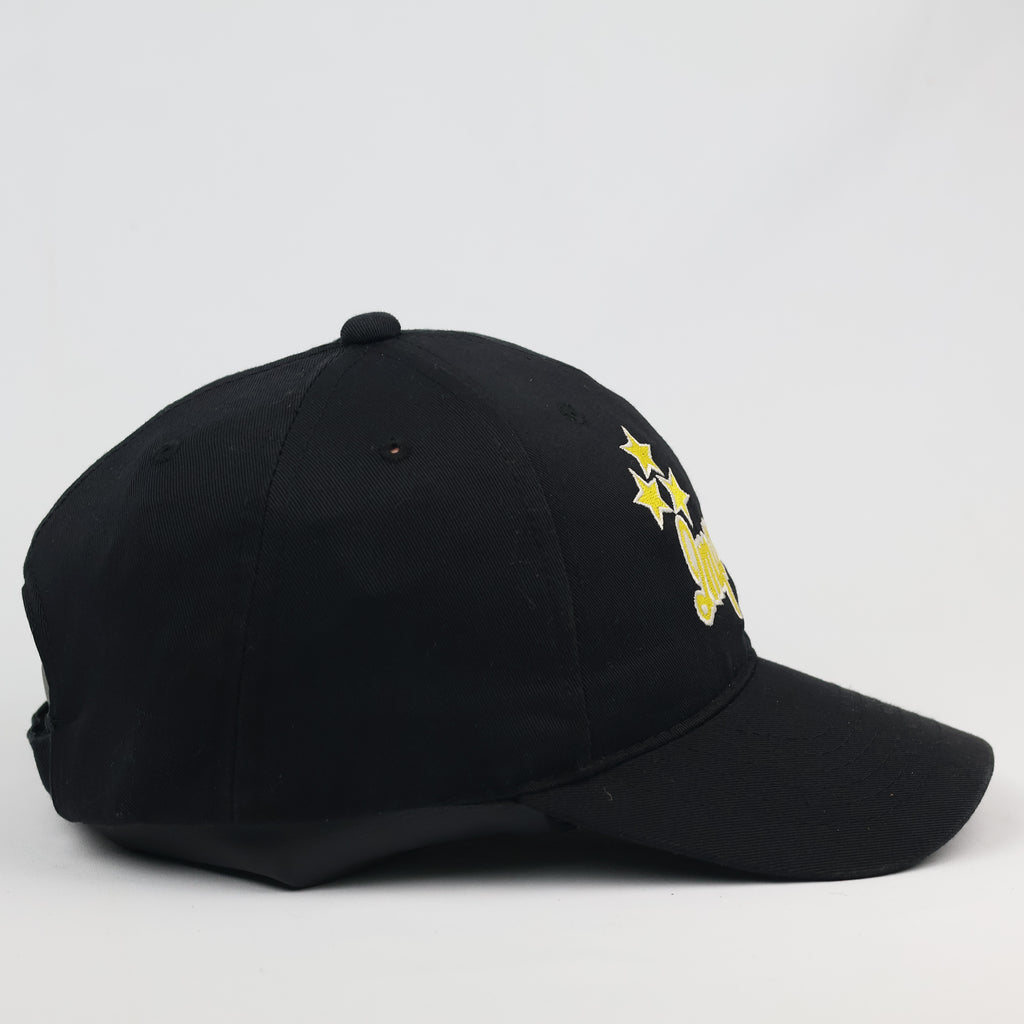 Thrifted Imperials Stars Graphic Snapback Hat - Black & Yellow