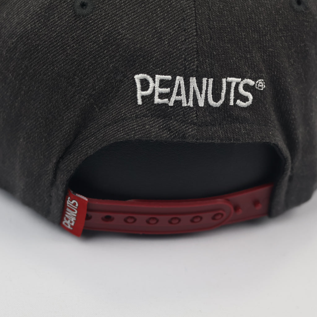 Vintage Peanuts Snoopy & Woodstock Snapback Thrifted Hat - Grey & Red Two-Tone
