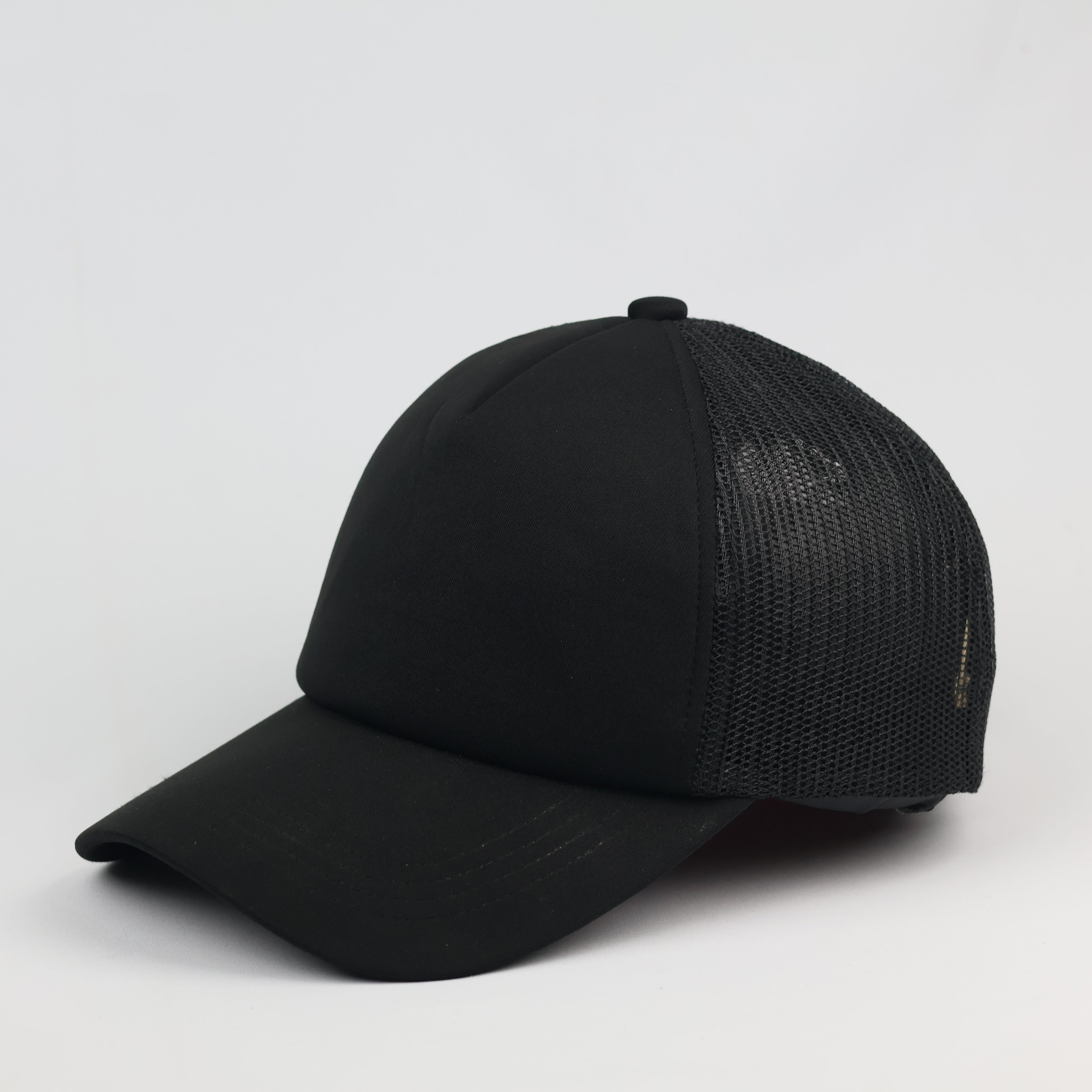 HOWN Minimalist Plain Black Trucker Hat - Korean Designed Snapback