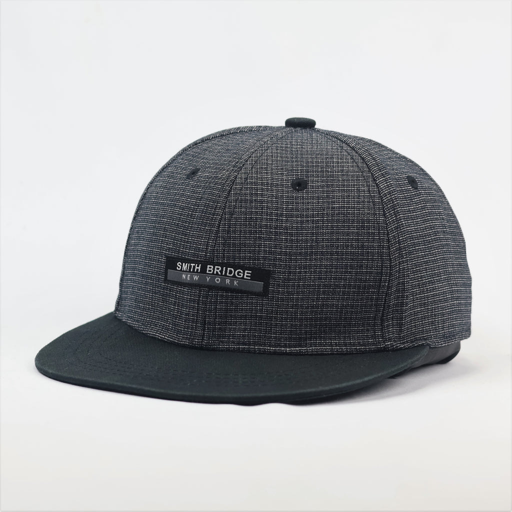 Vintage Smith Bridge New York Snapback Thrifted Hat - Grey Marl & Black