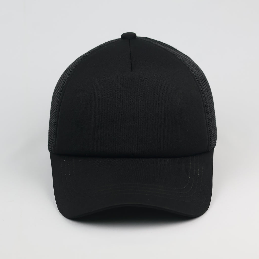 HOWN Minimalist Plain Black Trucker Hat - Korean Designed Snapback