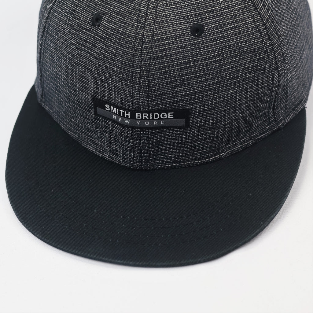 Vintage Smith Bridge New York Snapback Thrifted Hat - Grey Marl & Black