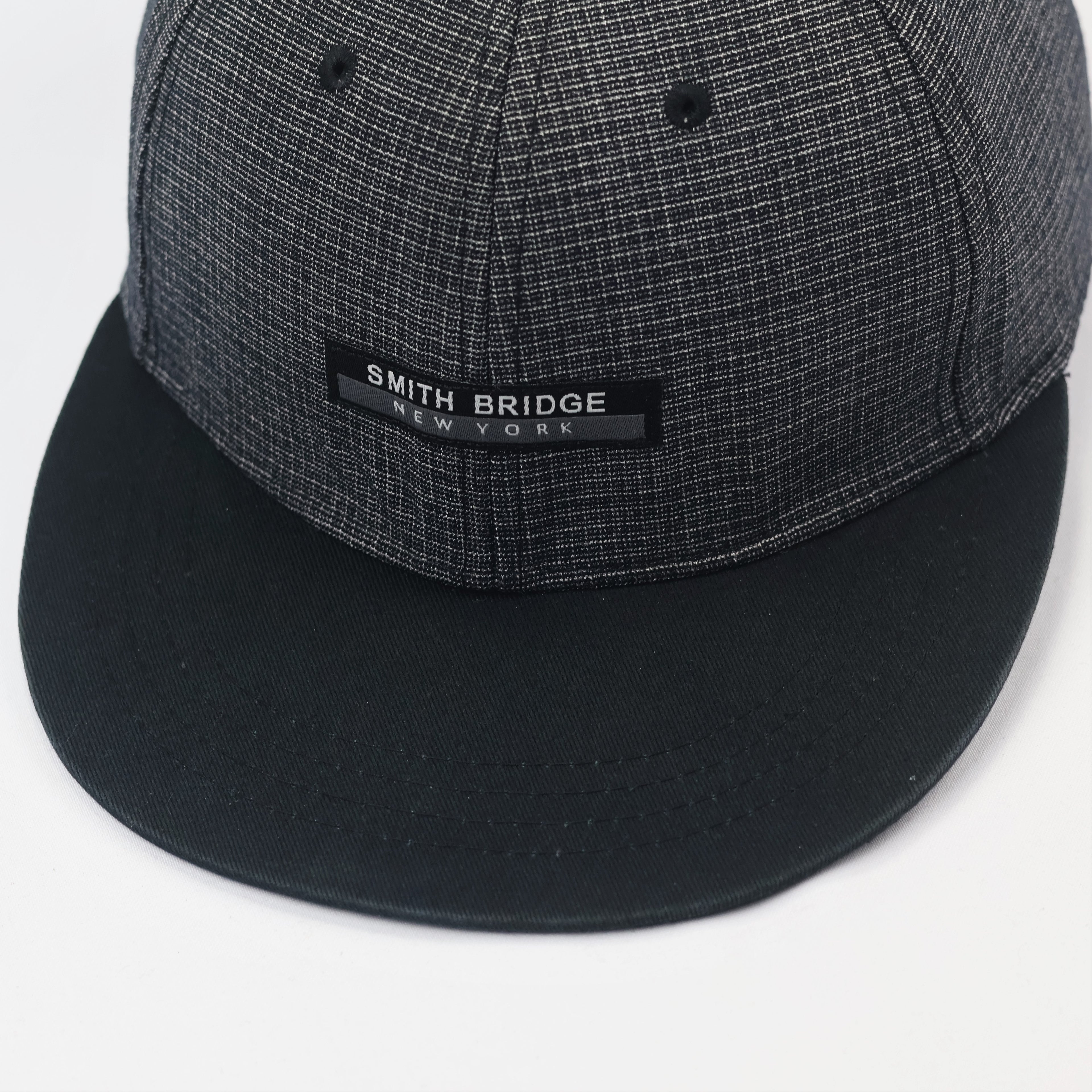 Vintage Smith Bridge New York Snapback Thrifted Hat - Grey Marl & Black