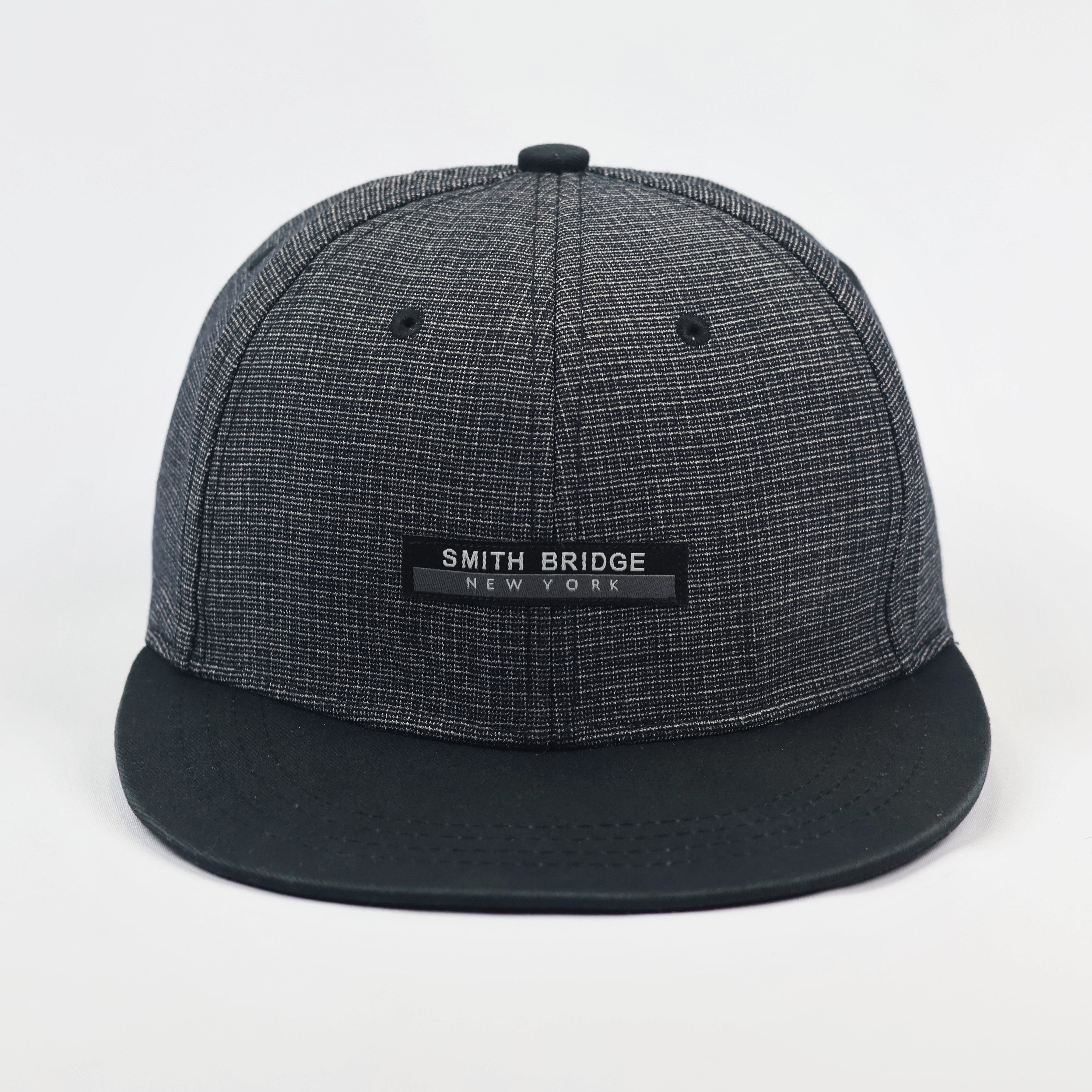 Vintage Smith Bridge New York Snapback Thrifted Hat - Grey Marl & Black