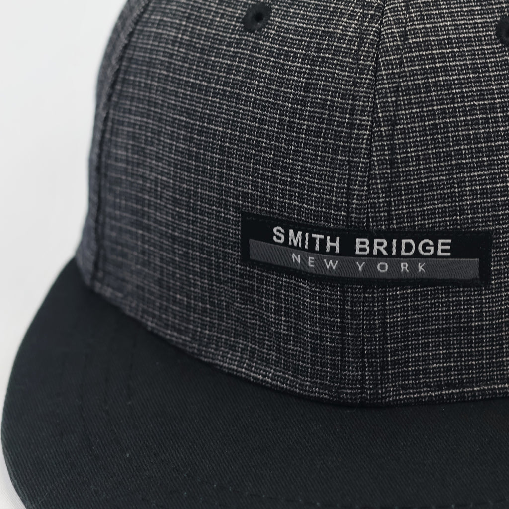 Vintage Smith Bridge New York Snapback Thrifted Hat - Grey Marl & Black