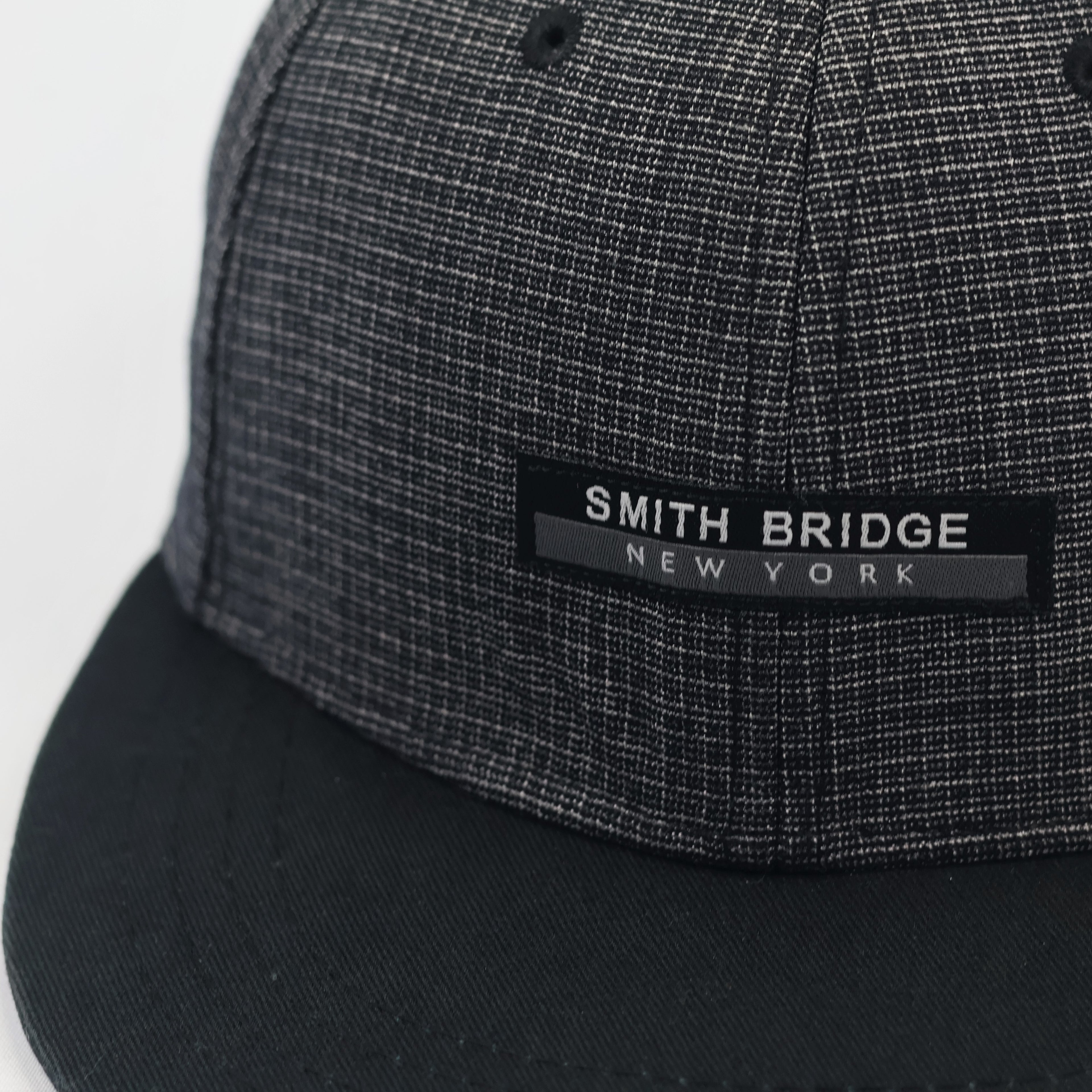 Vintage Smith Bridge New York Snapback Thrifted Hat - Grey Marl & Black