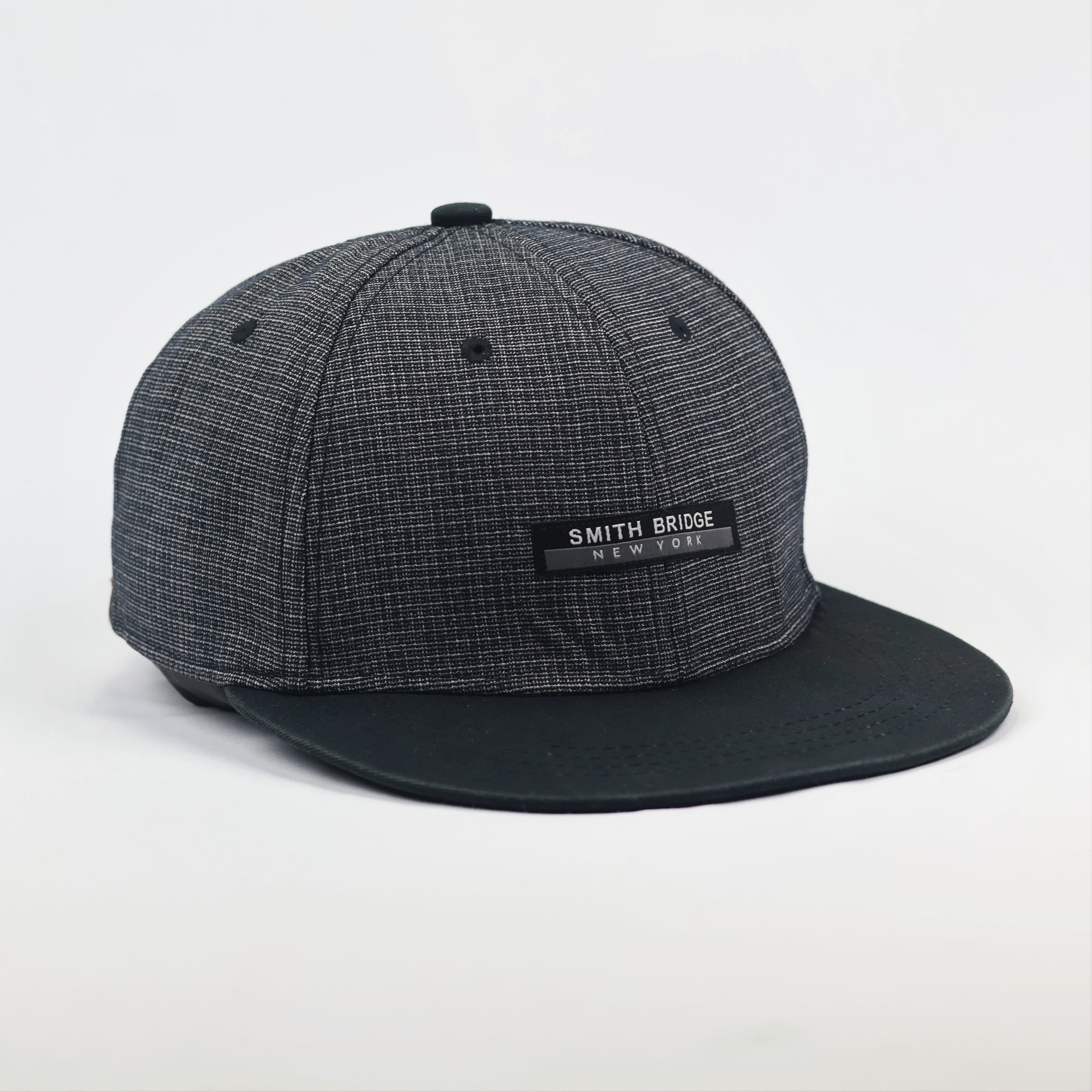 Vintage Smith Bridge New York Snapback Thrifted Hat - Grey Marl & Black