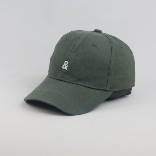 Thrifted Forest Olive Green "&" Symbol Minimalist Strapback Cap