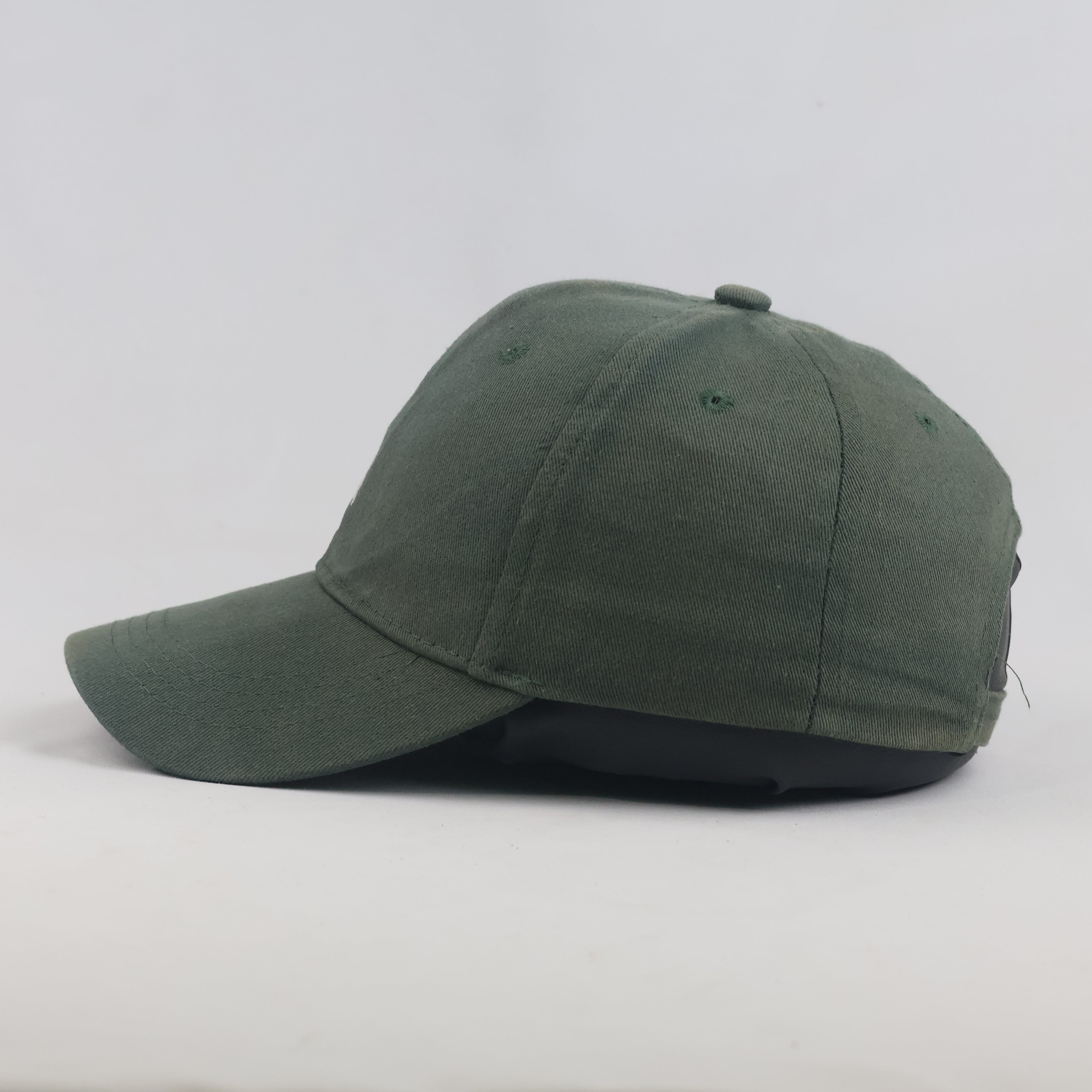 Thrifted Forest Olive Green "&" Symbol Minimalist Strapback Cap
