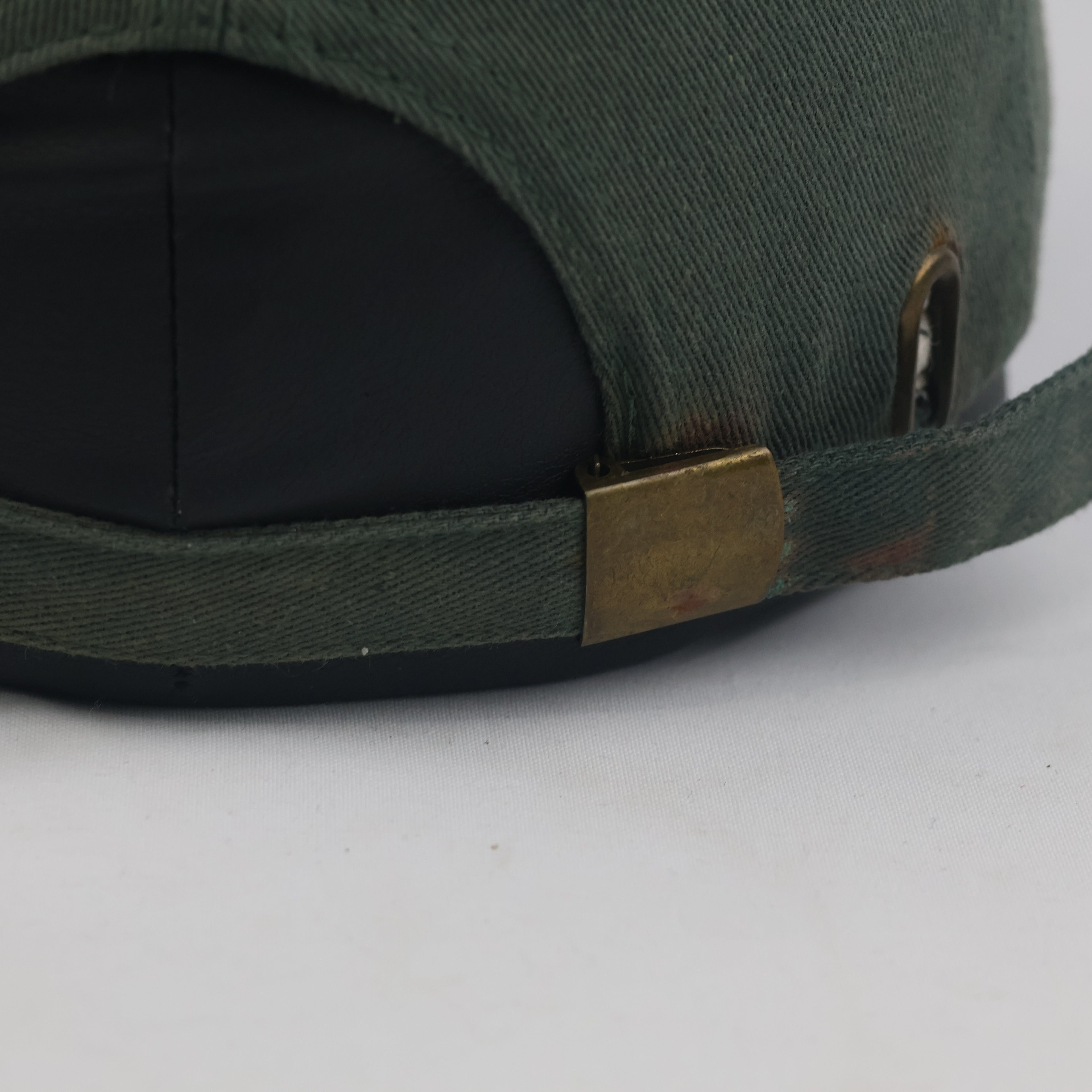 Thrifted Forest Olive Green "&" Symbol Minimalist Strapback Cap