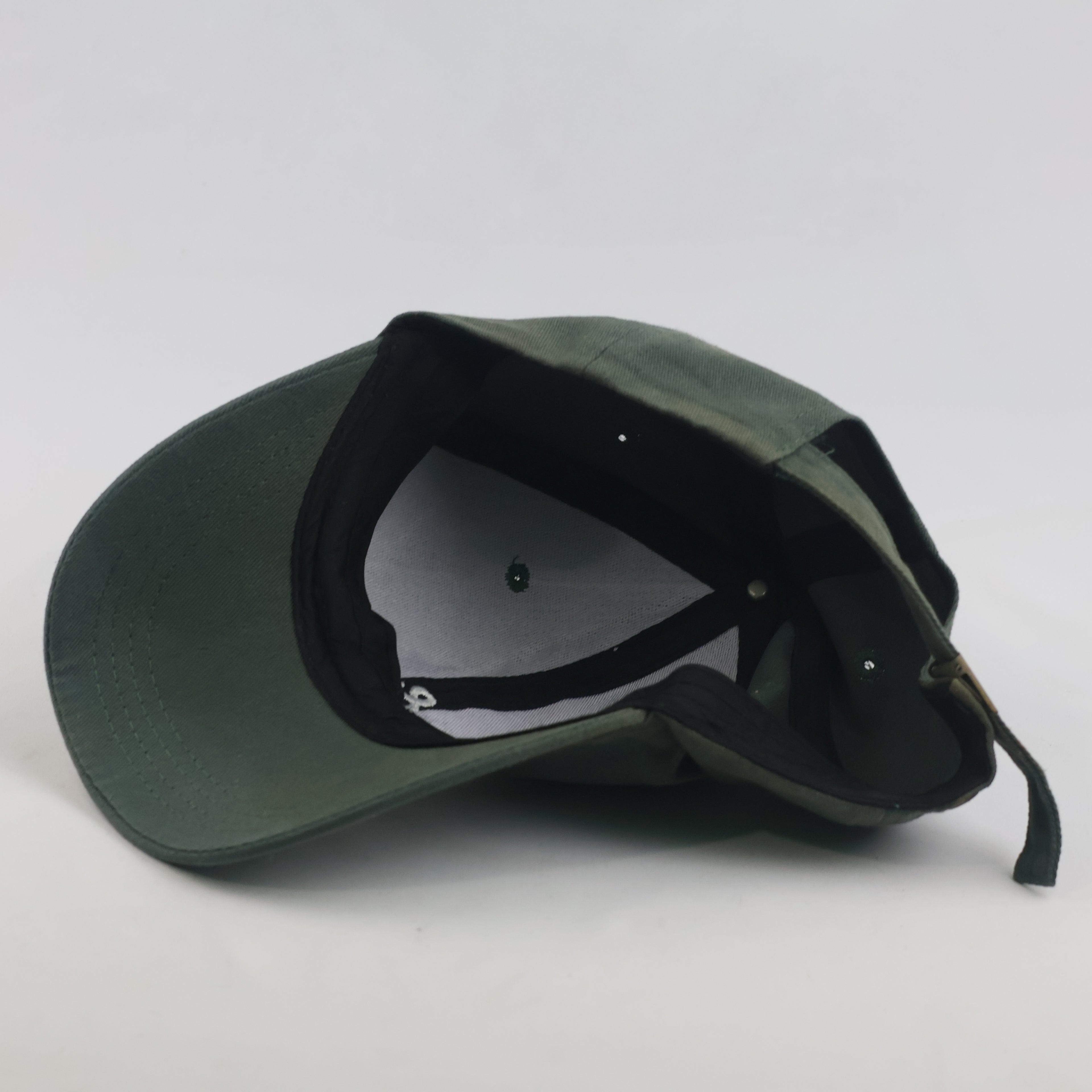Thrifted Forest Olive Green "&" Symbol Minimalist Strapback Cap