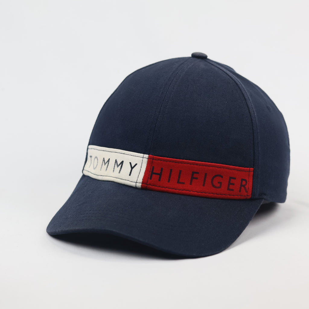 Authentic Tommy Hilfiger Logo Cap – Navy Blue Adjustable Thrifted Baseball Hat