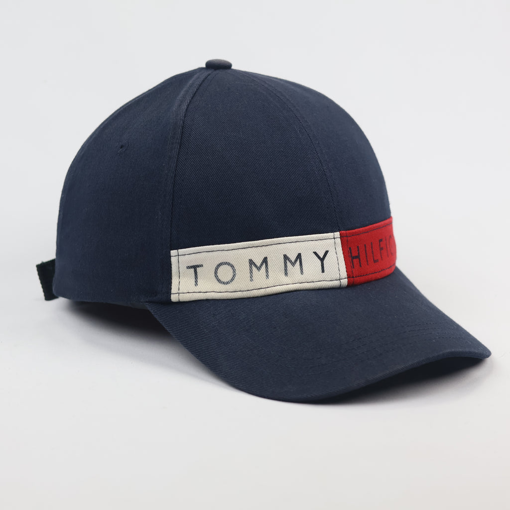 Authentic Tommy Hilfiger Logo Cap – Navy Blue Adjustable Thrifted Baseball Hat