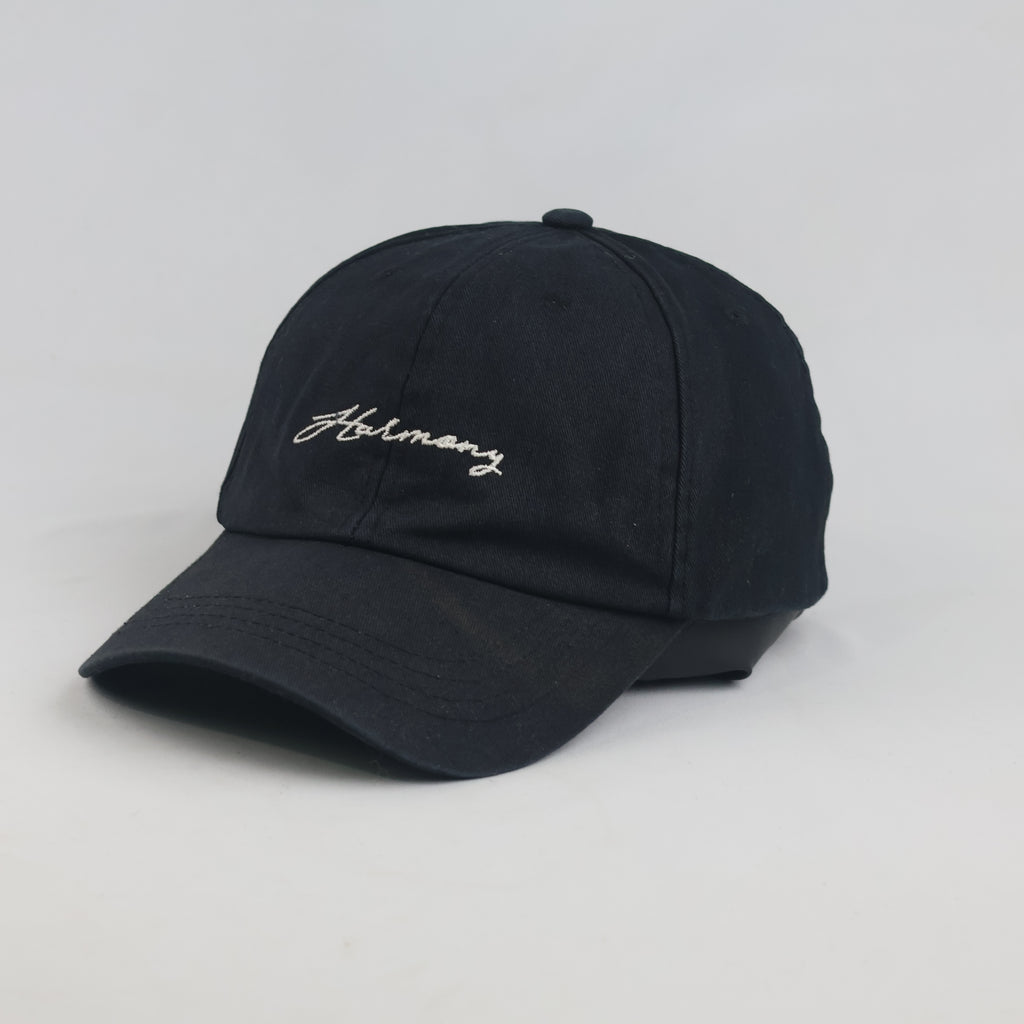 Thrifted Bross Cap & Tomato Black Minimalist Harmony Script Cap