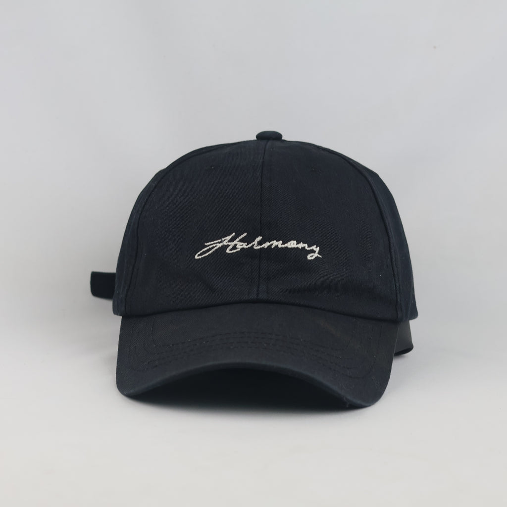 Thrifted Bross Cap & Tomato Black Minimalist Harmony Script Cap