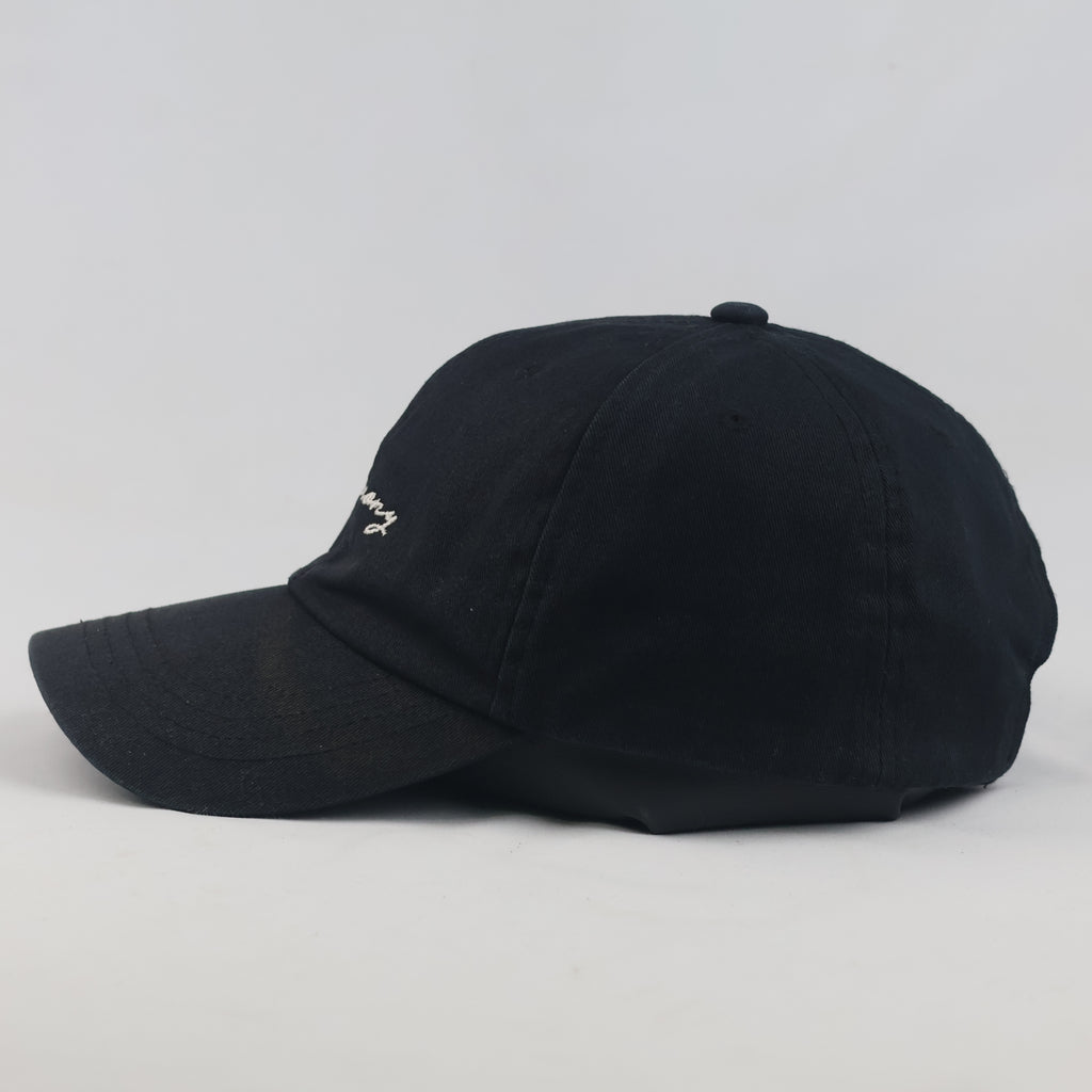 Thrifted Bross Cap & Tomato Black Minimalist Harmony Script Cap