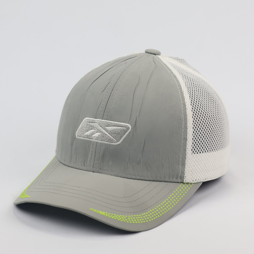 Retro Reebok Mesh Back Snapback Thrifted Cap - Sporty Grey/White