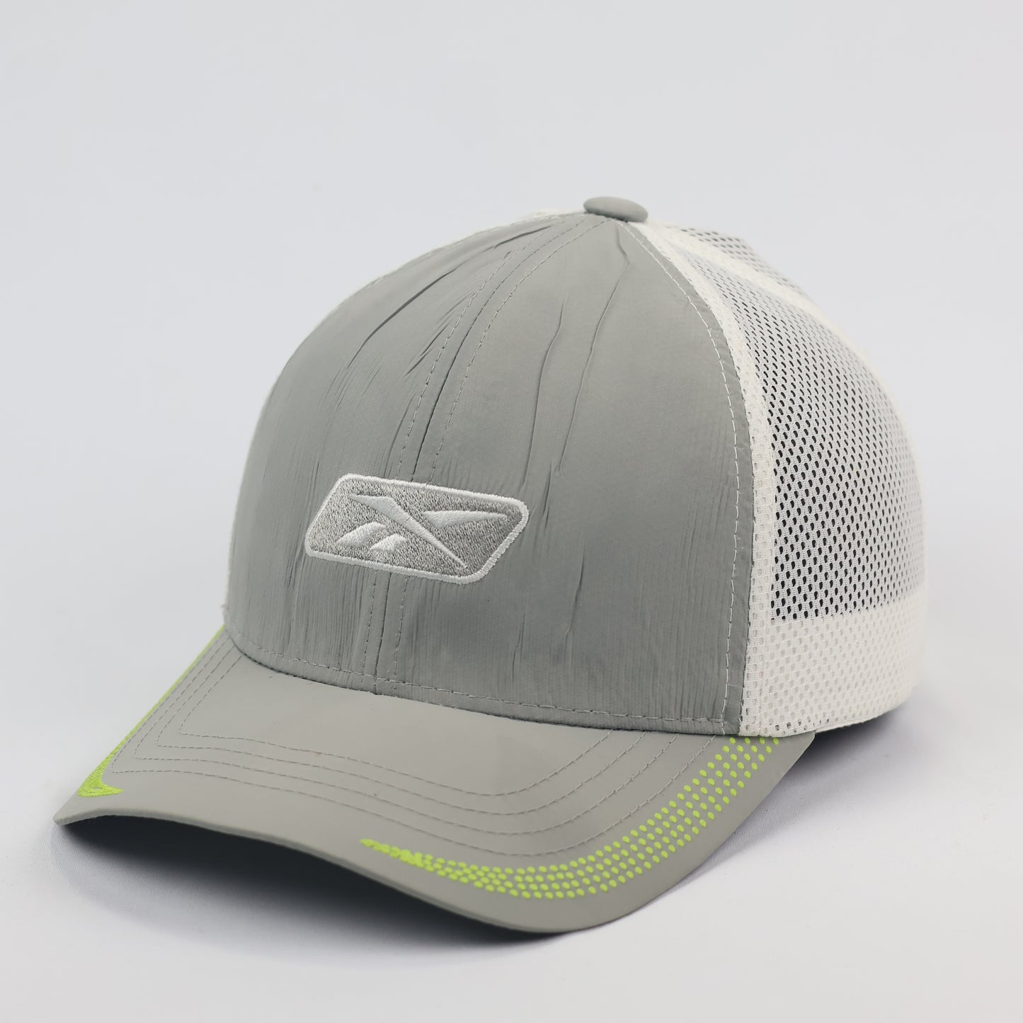 Retro Reebok Mesh Back Snapback Thrifted Cap - Sporty Grey/White