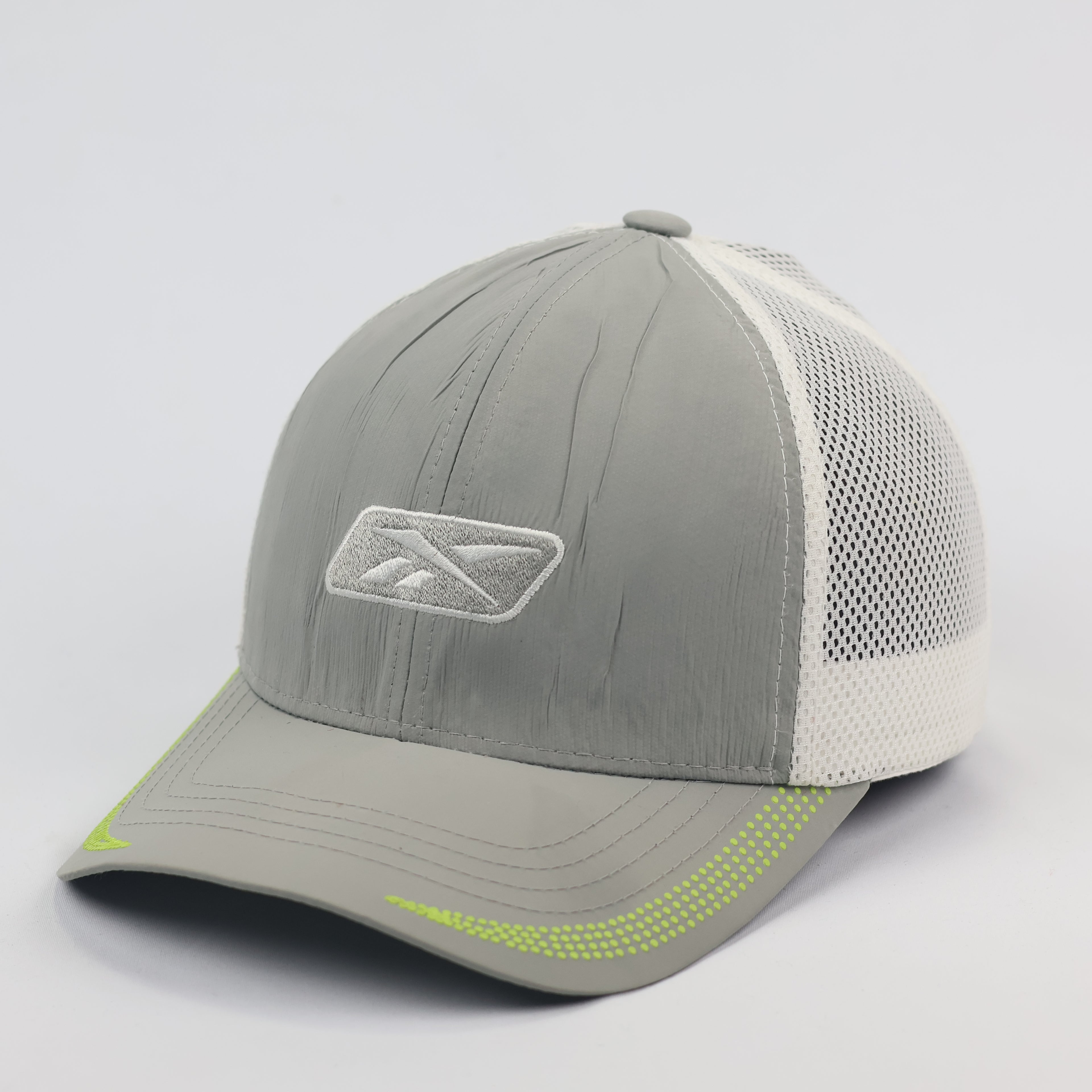 Retro Reebok Mesh Back Snapback Thrifted Cap - Sporty Grey/White