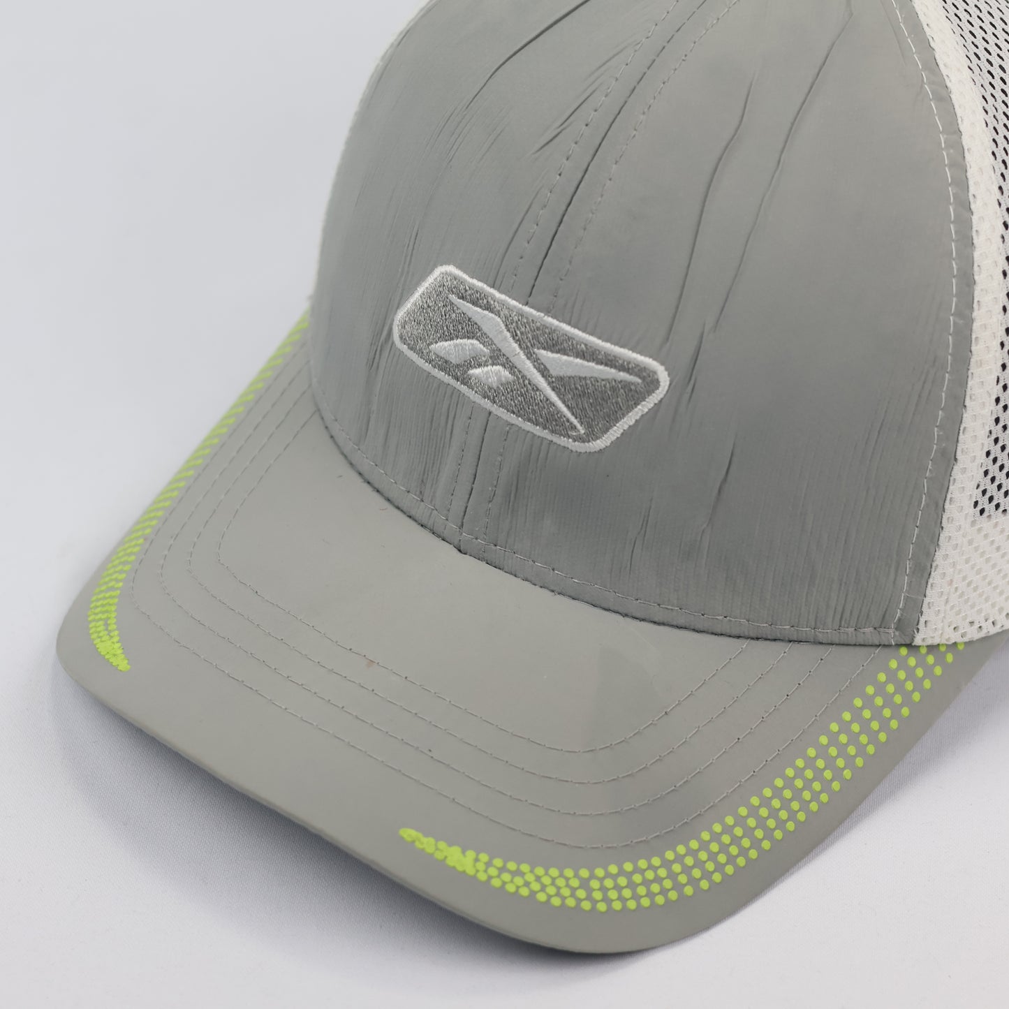 Retro Reebok Mesh Back Snapback Thrifted Cap - Sporty Grey/White