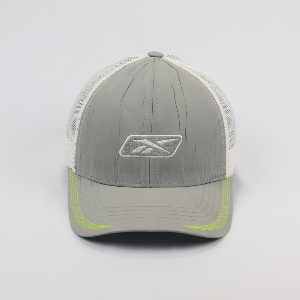 Retro Reebok Mesh Back Snapback Thrifted Cap - Sporty Grey/White